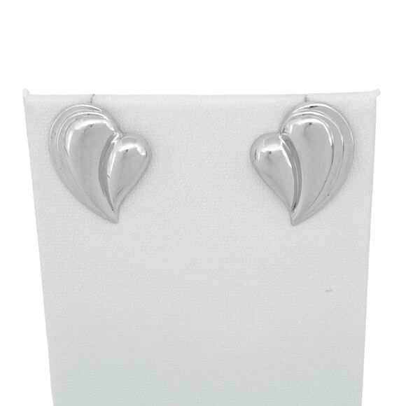 Vintage Carla Sterling Silver 925 Sculpted Scalloped Heart Earrings - Picture 5 of 7